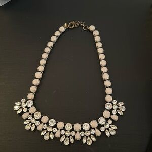 J.CREW GRAY & SILVER RHINESTONE BIB NECKLACE
